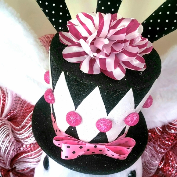 Spring Bunny Wreath Deco Mesh Bow Plush Rabbit - Picture 8 of 12